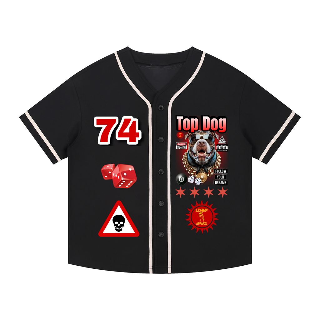TOP DOG Contrast Piped Button-Up Jersey