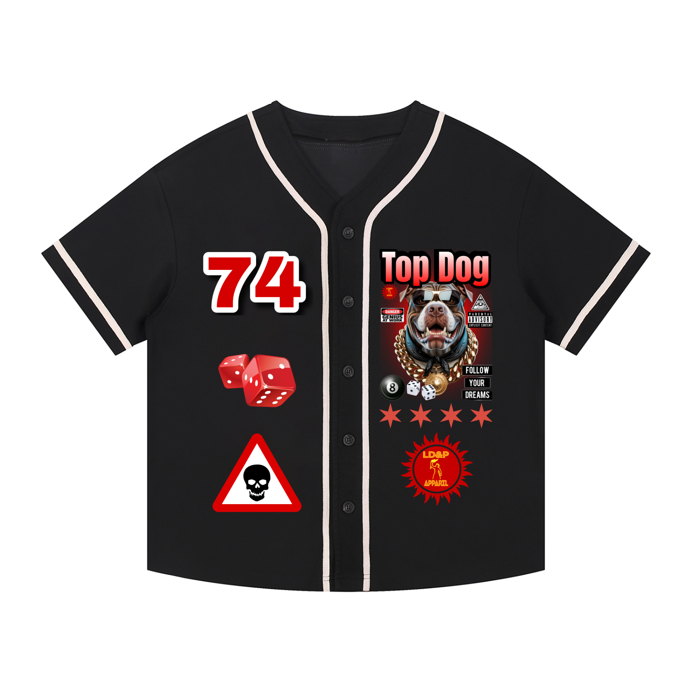 TOP DOG Contrast Piped Button-Up Jersey