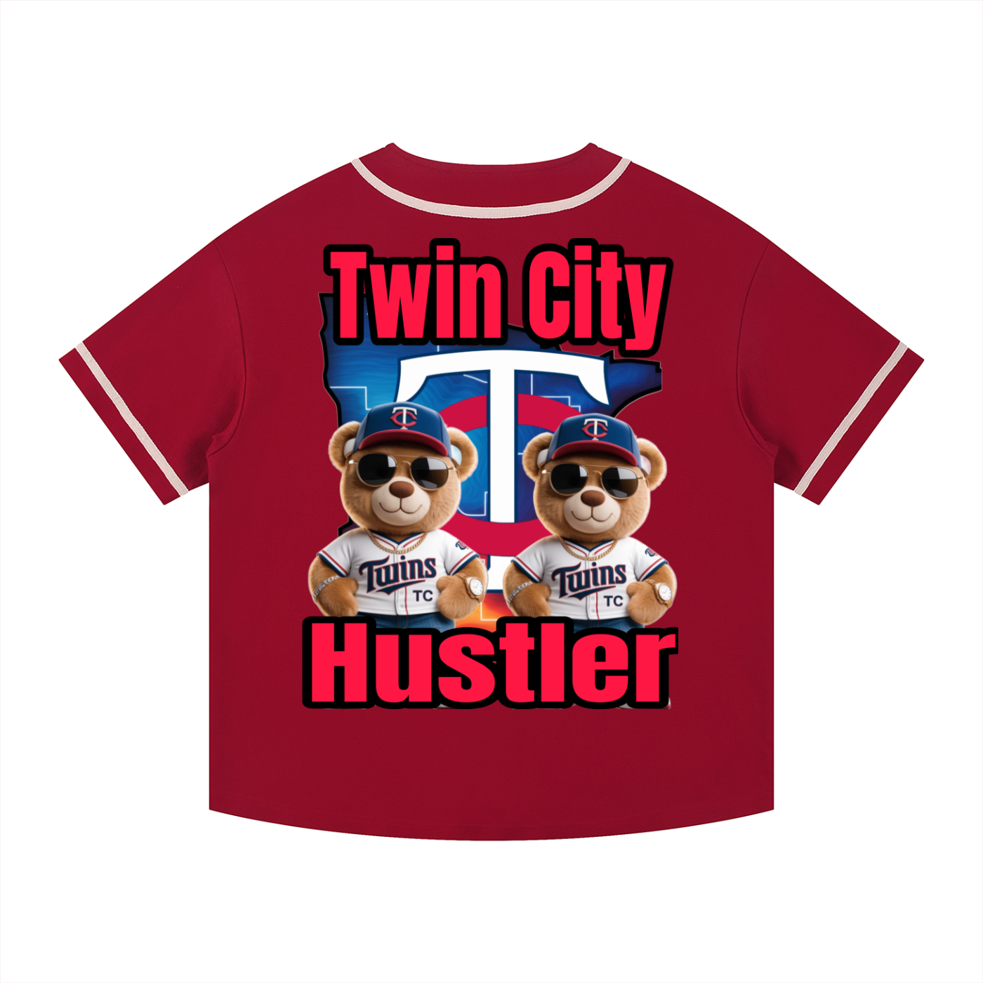 TWIN CITY HUSTLER Contrast Piped Button-Up Jersey