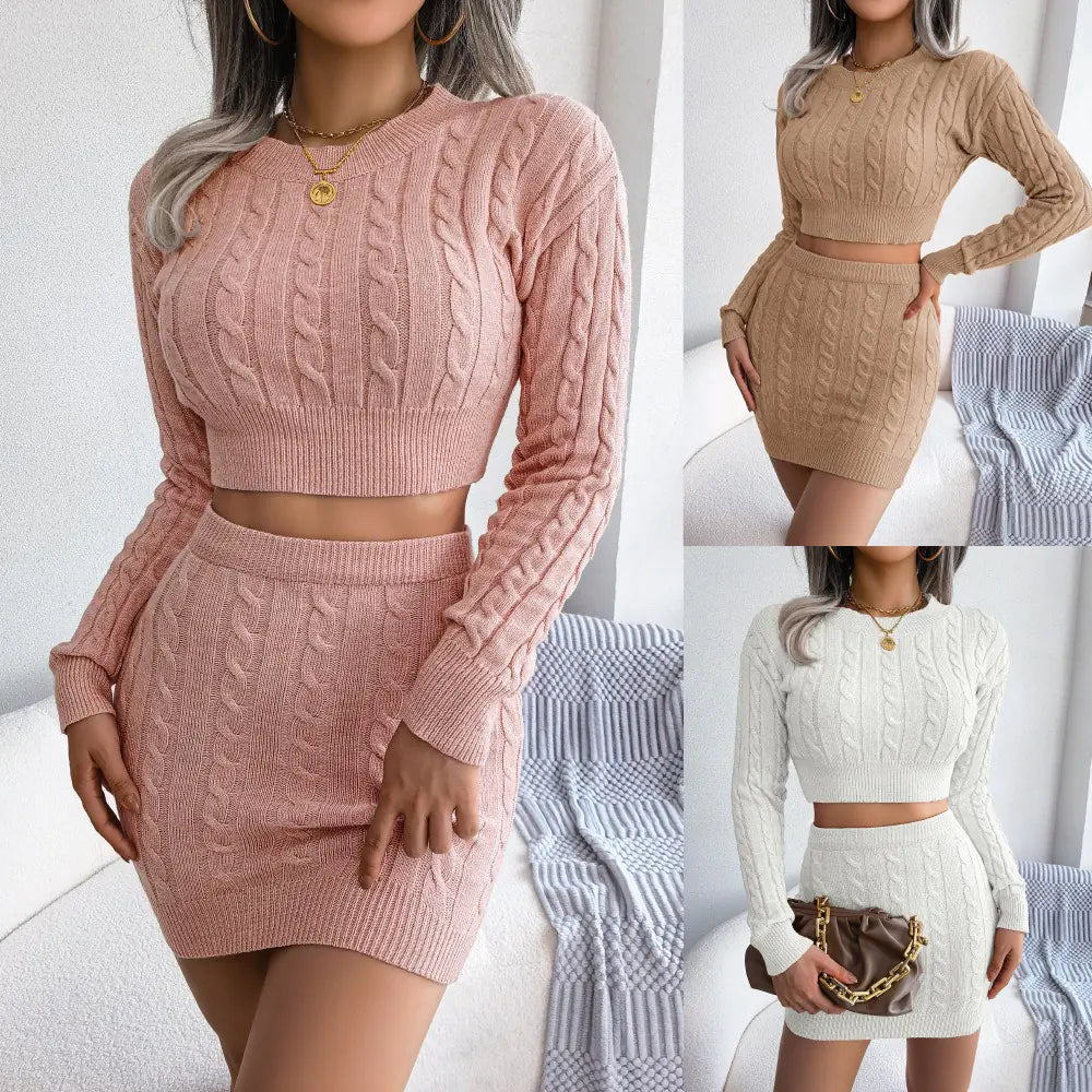 Style Loft Collection Cold in July Two-Piece Knit Crop Top Skirt Set