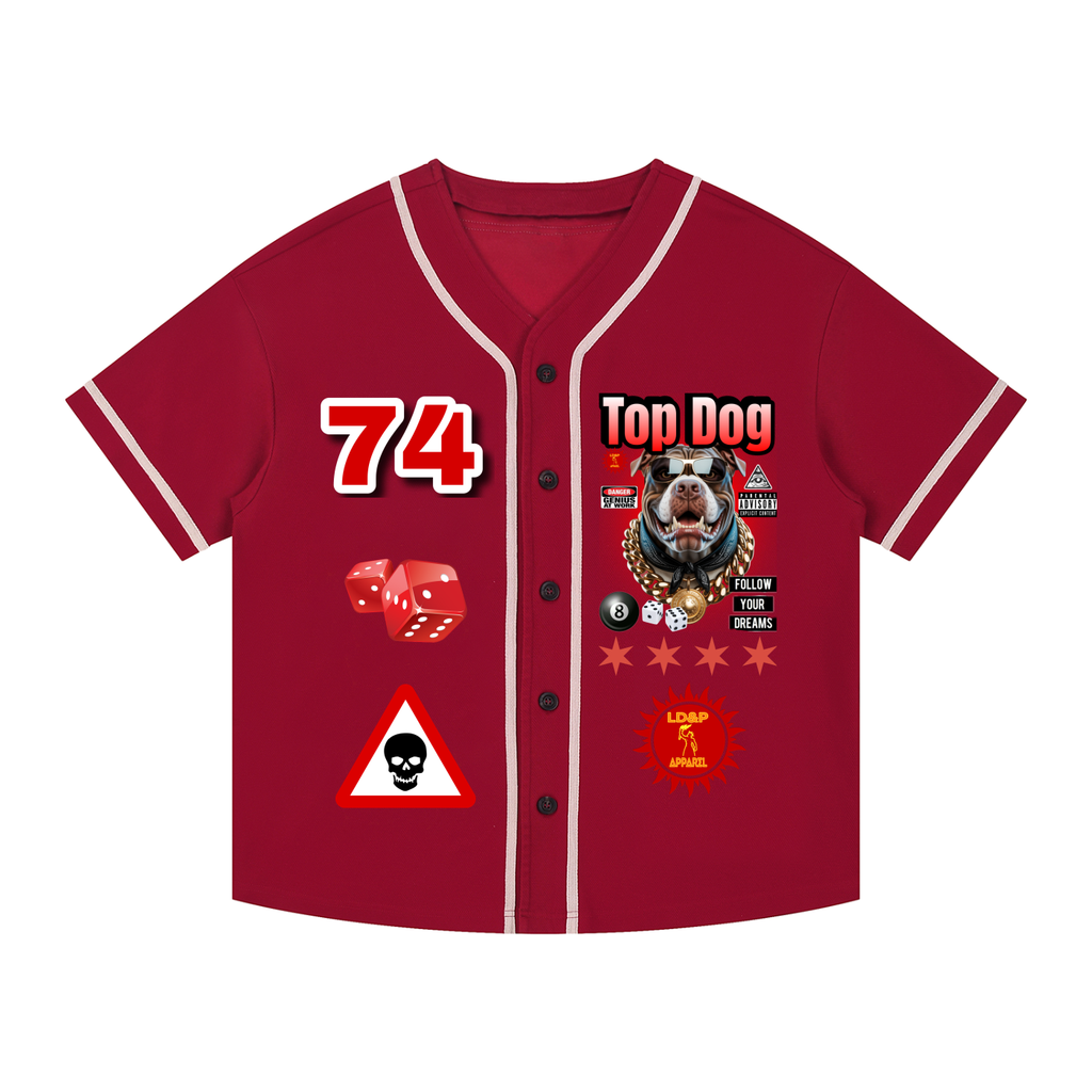TOP DOG Contrast Piped Button-Up Jersey