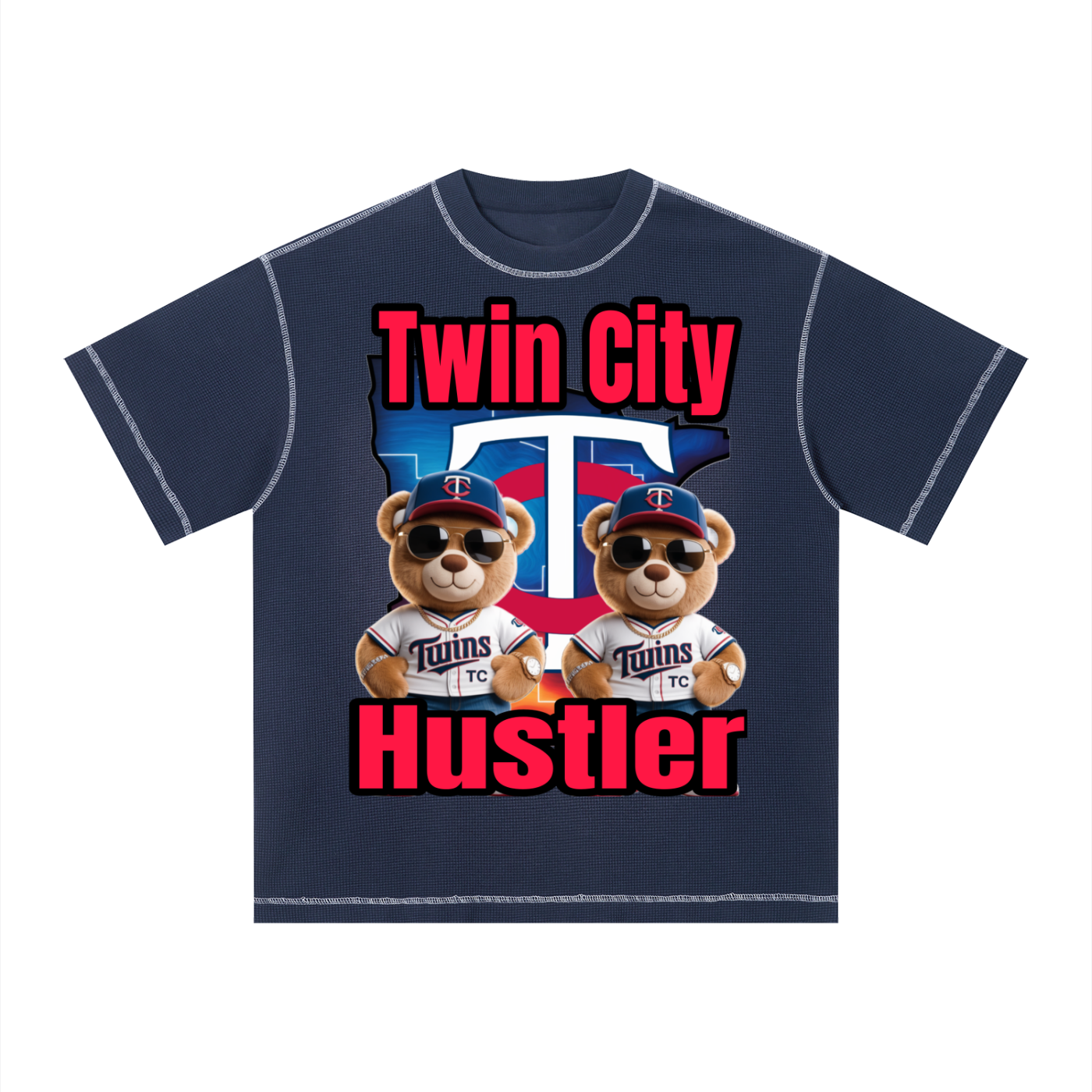TWIN CITIES HUSTLER Unisex Sunfade Waffle Boxy T-Shirt