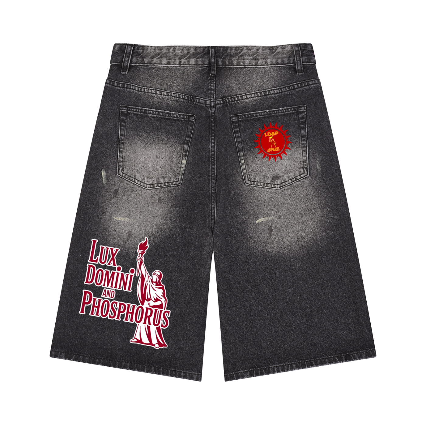 Men’s  LD&P APPAREL  Vintage Wash Wide Leg Denim Shorts