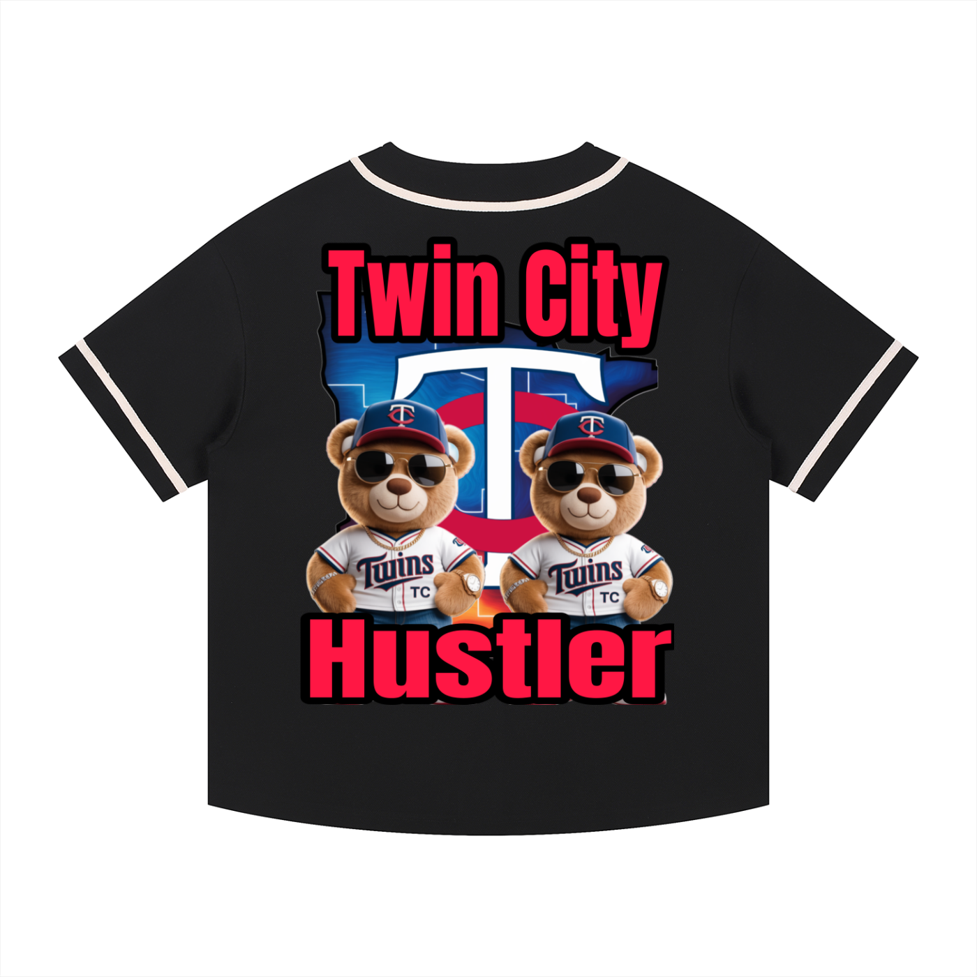 TWIN CITY HUSTLER Contrast Piped Button-Up Jersey
