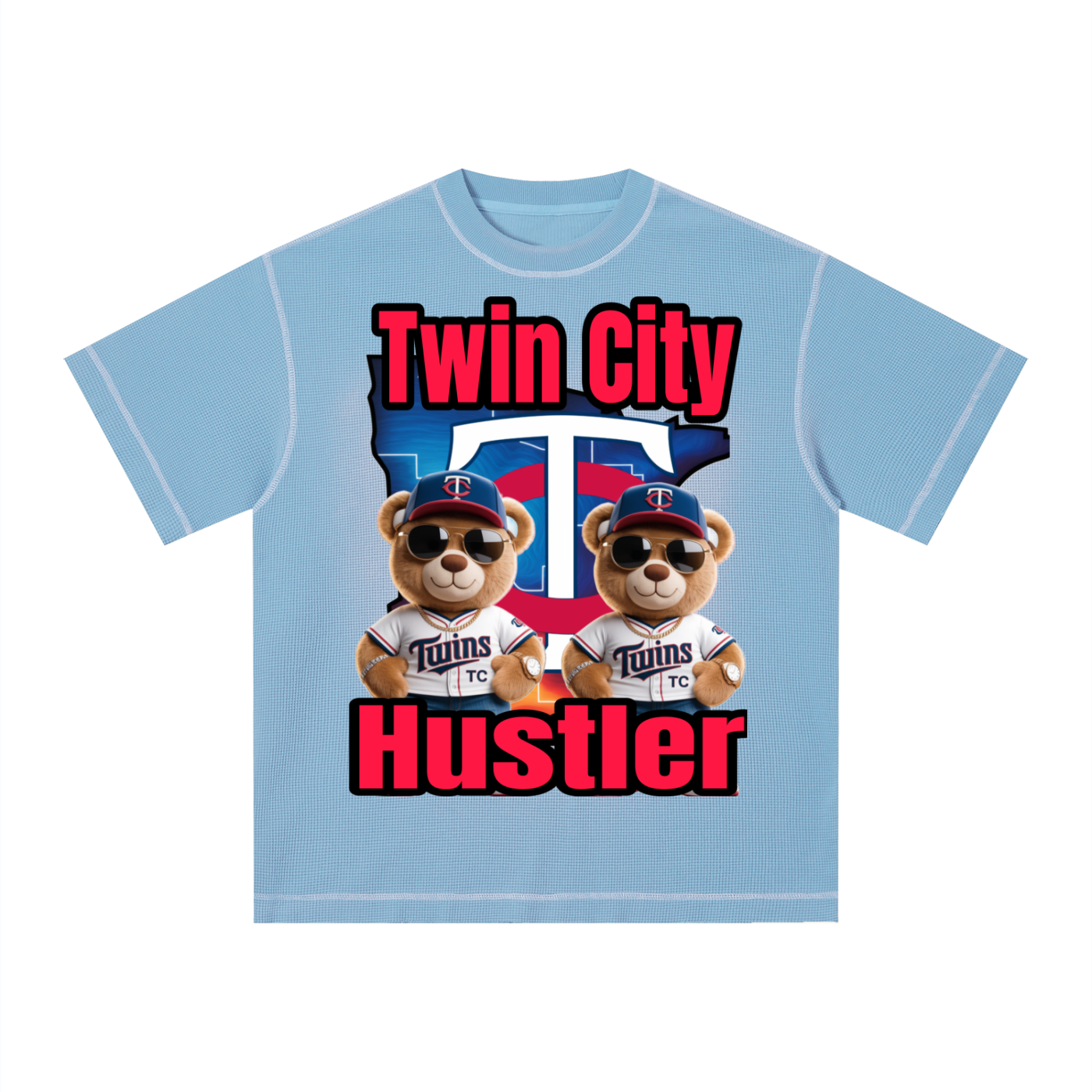 TWIN CITIES HUSTLER Unisex Sunfade Waffle Boxy T-Shirt