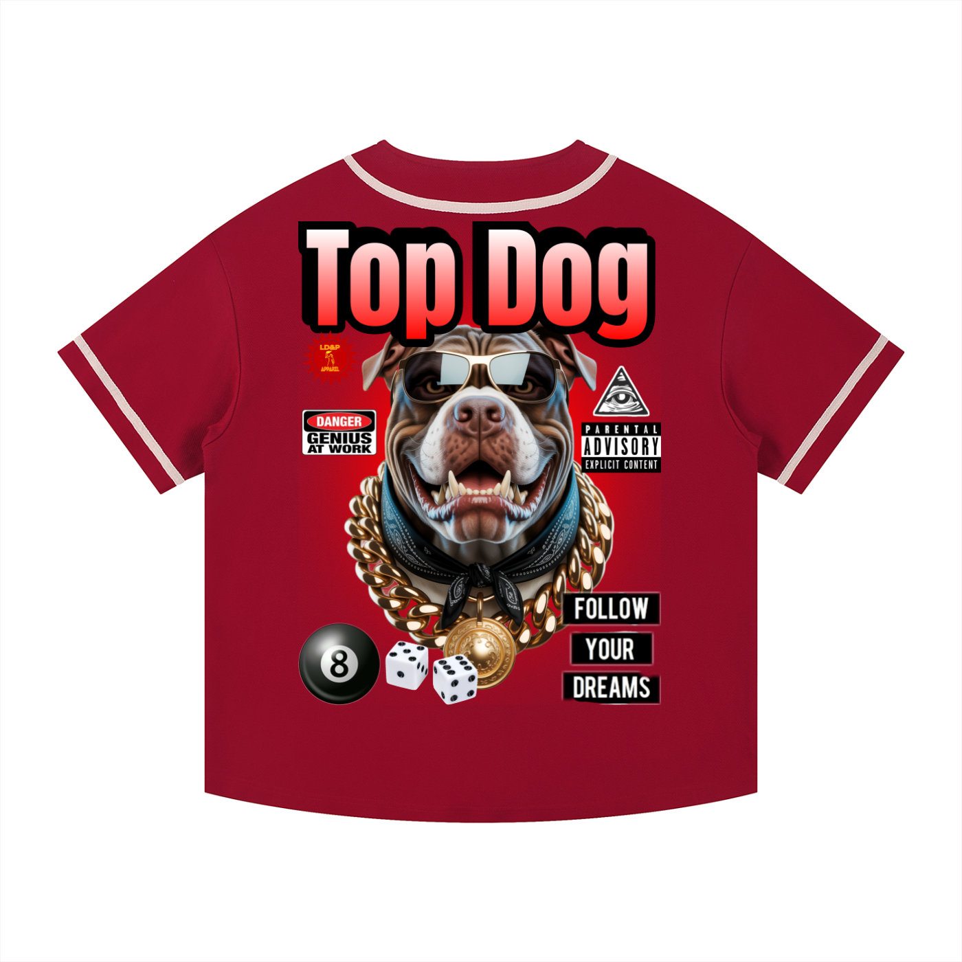 TOP DOG Contrast Piped Button-Up Jersey
