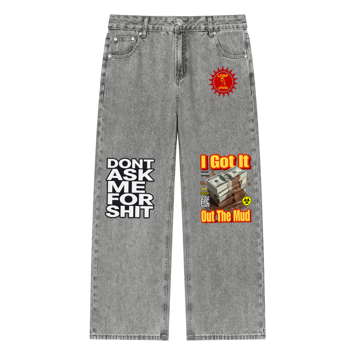 Unisex Vintage Wash Straight Leg Jeans Don't Ask Me For Shit