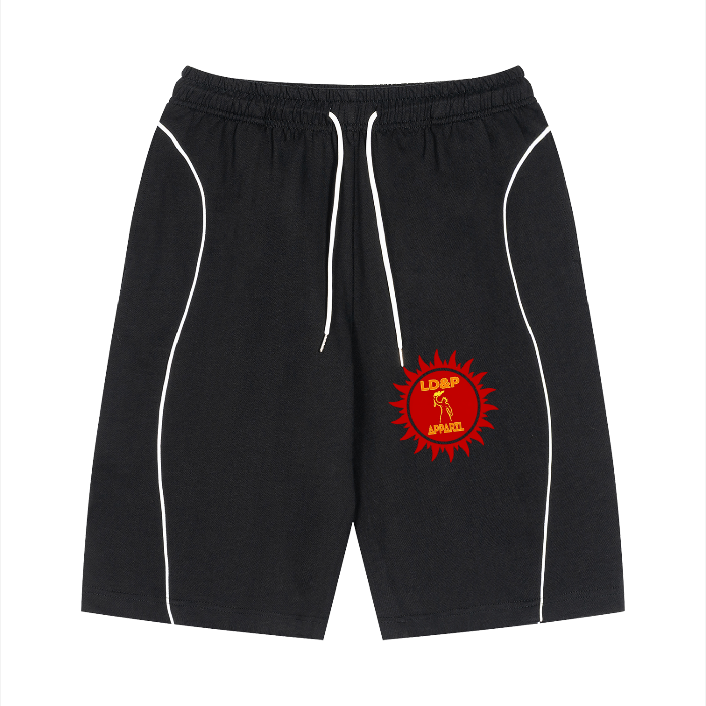 Unisex Piping Drawstring Shorts