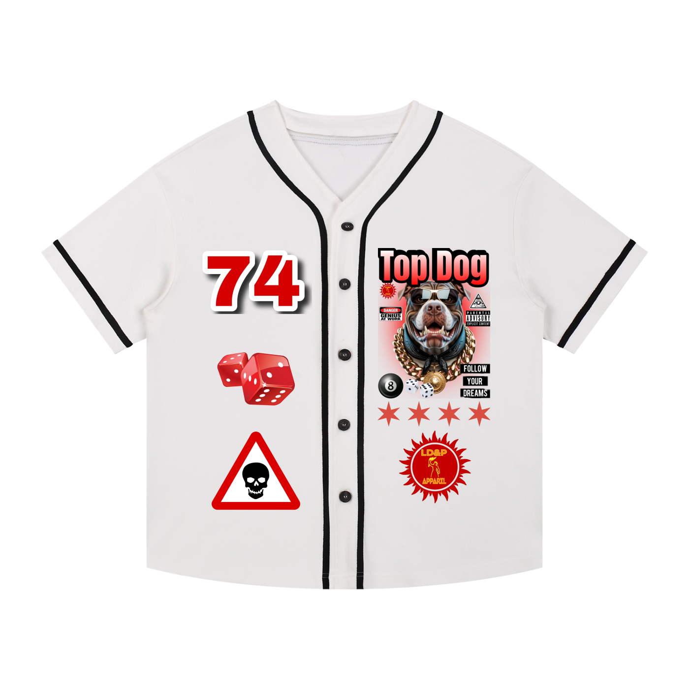 TOP DOG Contrast Piped Button-Up Jersey