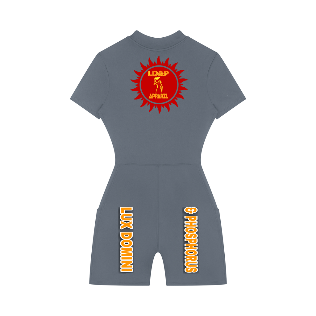 Women's Quarter-Zip Short Sleeve Romper