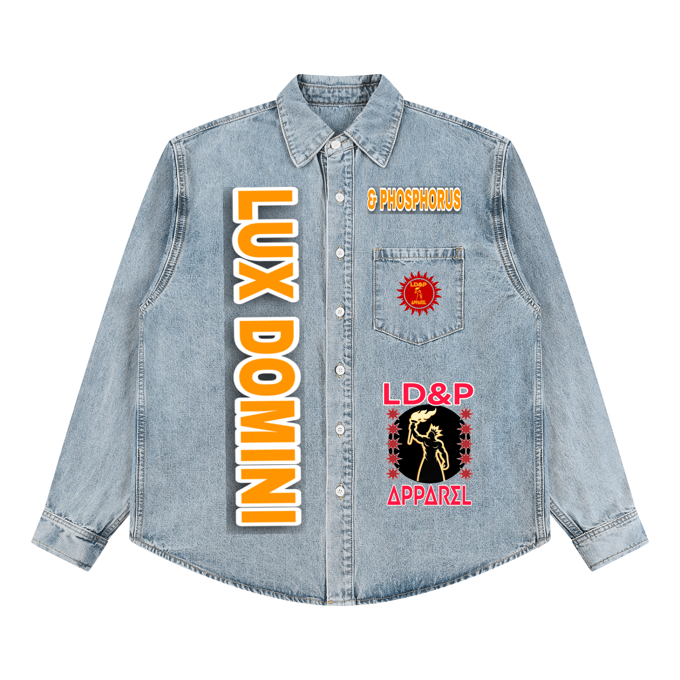 Unisex Vintage Wash Denim LD&P APPAREL Shirt