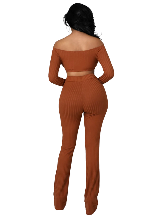 2 PC Off the Shoulder Cropped Top Set {Tall Girl Friendly}
